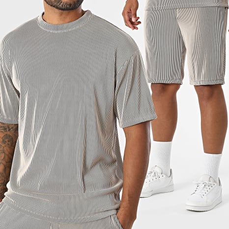 Uniplay - Geribd T-shirt en Jogging Short Set 189 Beige