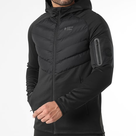 Comme Des Loups - Turbo Hooded Zip Jacket and Jogging Pants Set Black Charcoal Grey