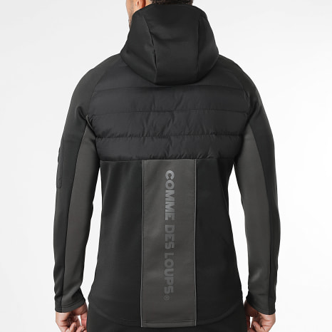 Comme Des Loups - Turbo Hooded Zip Jacket and Jogging Pants Set Black Charcoal Grey