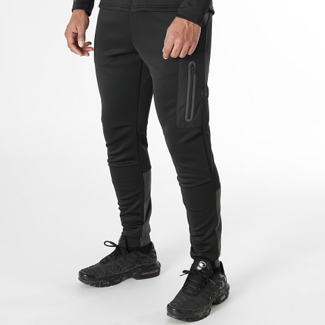 Comme Des Loups - Turbo Hooded Zip Jacket and Jogging Pants Set Black Charcoal Grey