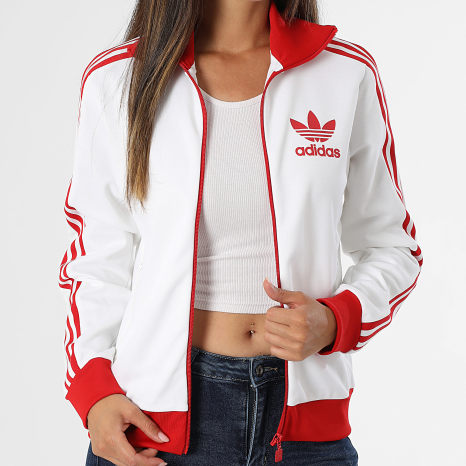Adidas Originals - Veste Zippée Femme Classic JX7849 Blanc Rouge