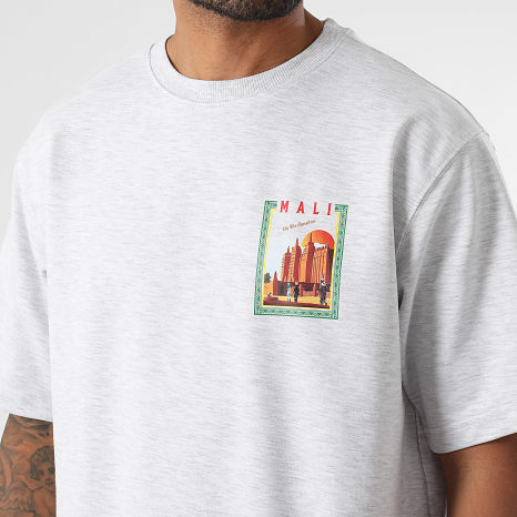 Classic Series - Mali 009 Oversize Tee Shirt and Jogging Shorts Set Mottled Grey