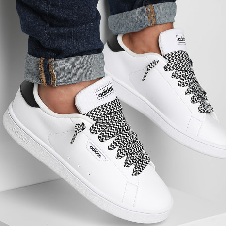 Adidas Sportswear - Baskets Iconic Lifestyle White Black x Superlaced Gros Lacet Blanc Noir