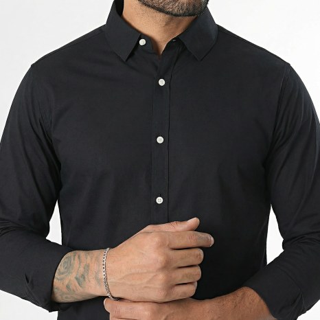 Classic Series - Chemise Manches Longues Poplin 0007 Noir