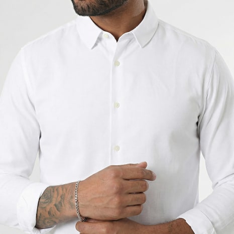 Classic Series - Chemise Manches Longues Effet Lin 0014 Blanc