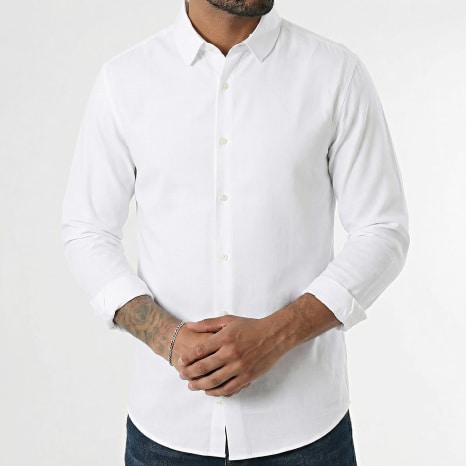 Classic Series - Chemise Manches Longues Effet Lin 0014 Blanc