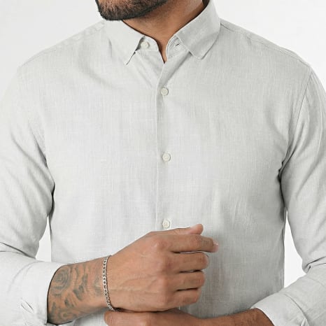 Classic Series - Chemise Manches Longues Effet Lin 0015 Gris Clair
