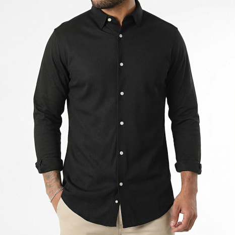 LBO - Chemise Manches Longues Pique Stretch 0017 Noir