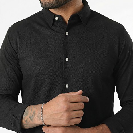 LBO - Chemise Manches Longues Pique Stretch 0017 Noir