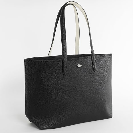 Lacoste - Sac A Main Femme Logo Metallique Crocodile Noir