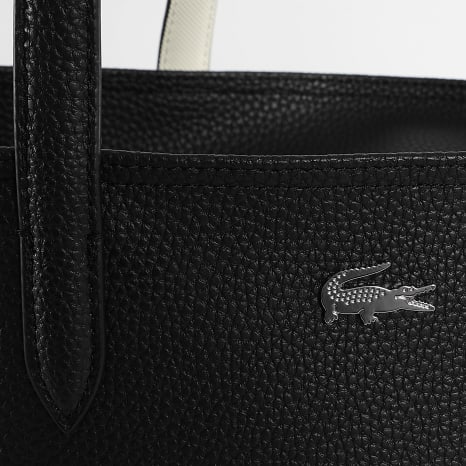 Lacoste - Sac A Main Femme Logo Metallique Crocodile Noir