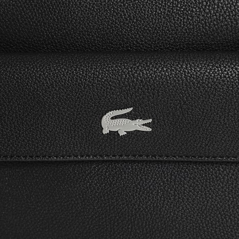 Lacoste - Sacoche Simili Cuir Logo Crocodile Metal Noir