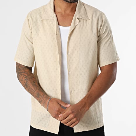 KZR - Chemise Manches Courtes Brodée 235 Beige