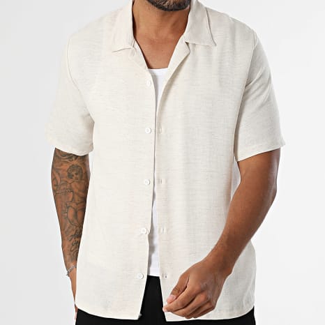 KZR - Chemise Manches Courtes 222 Beige Clair Chiné
