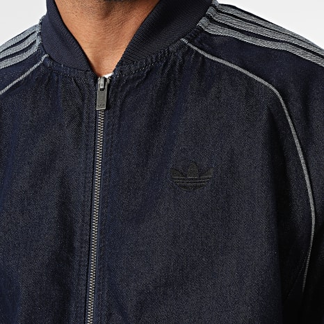 Adidas Originals - Veste Jean Zippée A Bandes SST JX6461 Bleu Brut