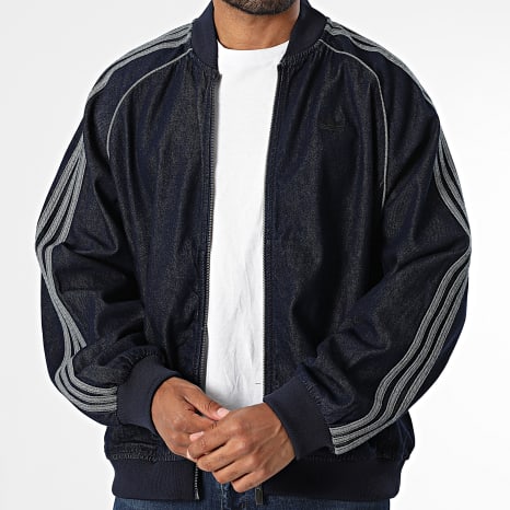 Adidas Originals - Veste Jean Zippée A Bandes SST JX6461 Bleu Brut