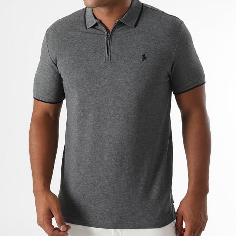 Polo Ralph Lauren - Polo Manches Courtes Slim Original Player Gris Anthracite Chiné
