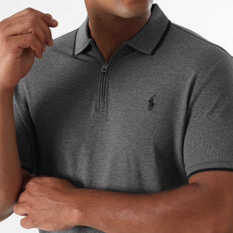 Polo Ralph Lauren - Polo Manches Courtes Slim Original Player Gris Anthracite Chiné