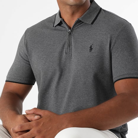 Polo Ralph Lauren - Polo Manches Courtes Slim Original Player Gris Anthracite Chiné