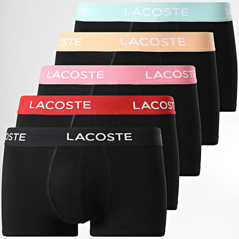 Lacoste - Lot De 5 Boxers Classic Noir Rouge Rose Orange Bleu Clair
