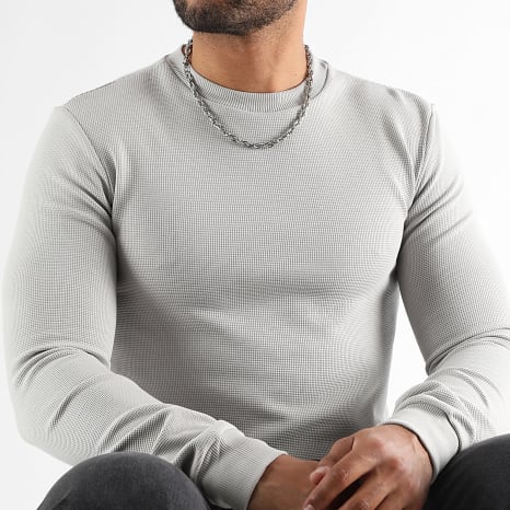 LBO - Sudadera Cuello Redondo Waffle 3923 Gris Claro