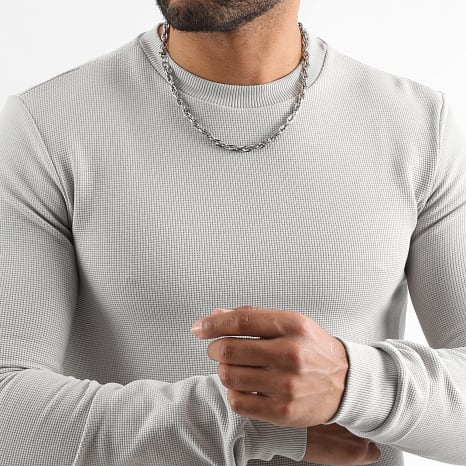LBO - Sudadera Cuello Redondo Waffle 3923 Gris Claro