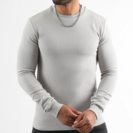 LBO - Sudadera Cuello Redondo Waffle 3923 Gris Claro