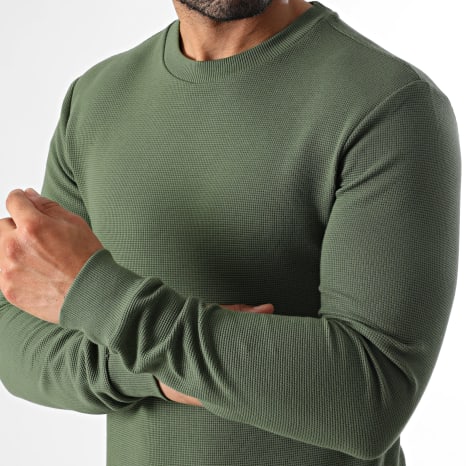 LBO - Sudadera Cuello Redondo Waffle 3927 Verde Kaki