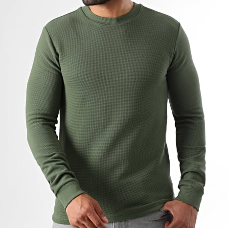 LBO - Sudadera Cuello Redondo Waffle 3927 Verde Kaki