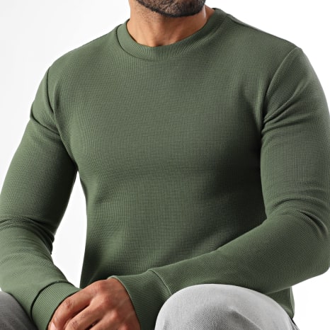 LBO - Sudadera Cuello Redondo Waffle 3927 Verde Kaki
