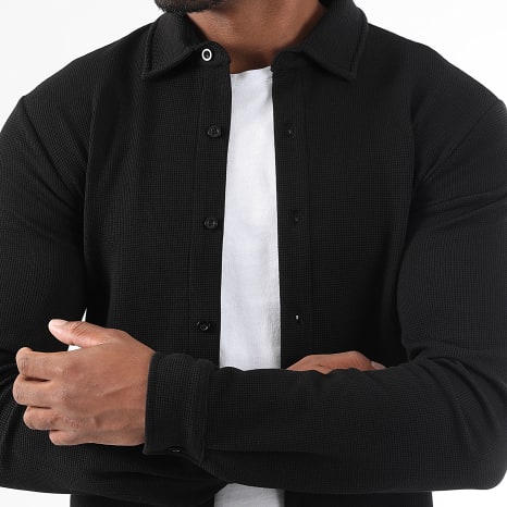 LBO - Ensemble Chemise Manches Longues Et Pantalon Jogging Waffle 3942 Noir