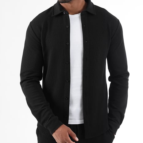 LBO - Ensemble Chemise Manches Longues Et Pantalon Jogging Waffle 3942 Noir