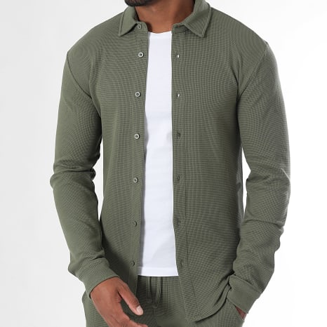 LBO - Conjunto Camisa Manga Larga Y Pantalón Chándal Waffle 3946 Verde Caqui