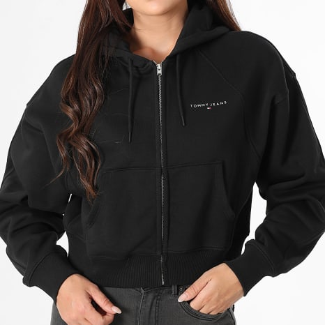 Tommy Jeans - Corp Linear 1163 Sudadera con capucha y cremallera para mujer Negro