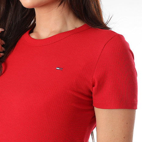 Tommy Jeans - Robe Longue Tee Shirt Femme Bodycon Midi 9721 Rouge