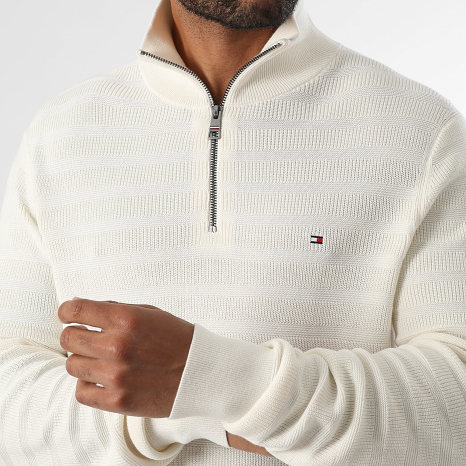 Tommy Hilfiger - Jersey de rayas con cremallera 9536 Beige