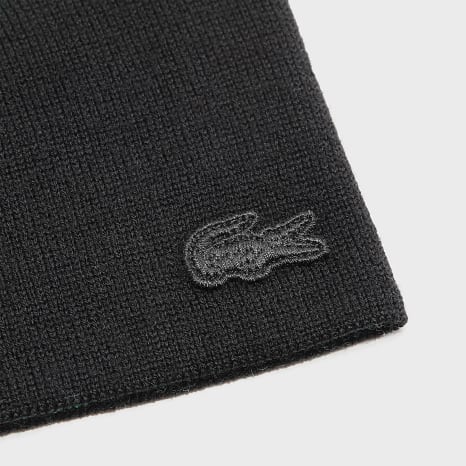 Lacoste - Bonnet Big Logo Et Broderie Crocodile Noir Vert