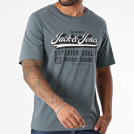 Jack And Jones - Pack De 5 Camisetas Con Logo Blanco Negro Verde Caqui Azul Marino Gris