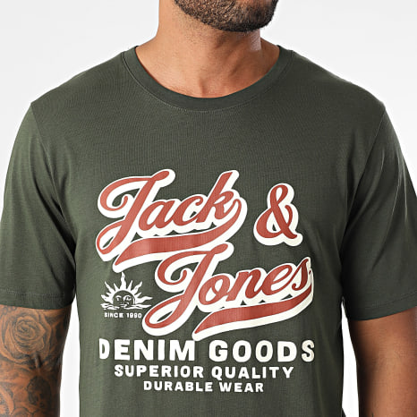 Jack And Jones - Set van 3 witte marinegroene kaki T-shirts met logo