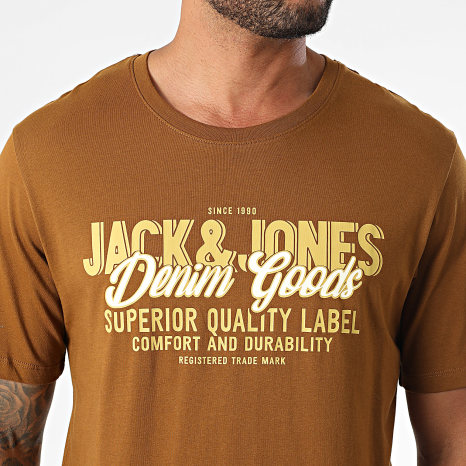 Jack And Jones - Lot De 3 Tee Shirts Logo Vert Kaki Gris Camel