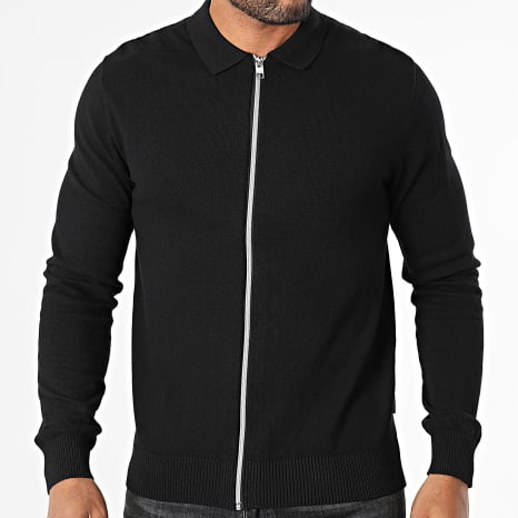 JJ Rebel - Callum Zipped Cardigan Negro
