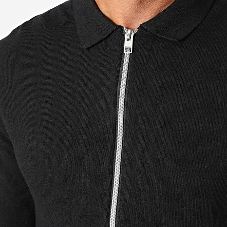 JJ Rebel - Callum Zipped Cardigan Negro