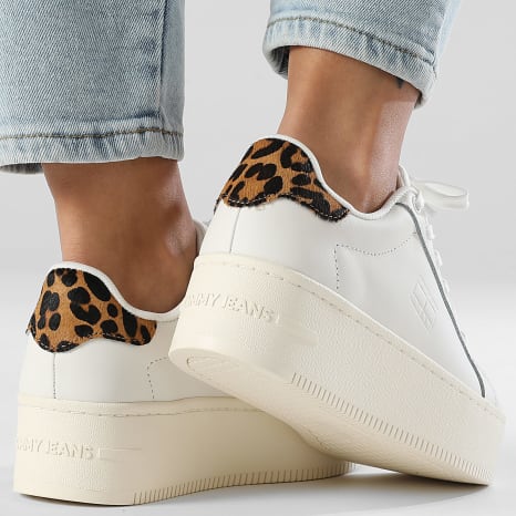 Tommy Jeans - Zapatillas Mujer Tjw Plataforma Leopardo Zapatilla 2930 Marfil Leopardo