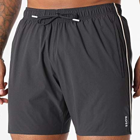 BOSS - Short De Bain A Bandes Iconic 50491594 Gris Anthracite