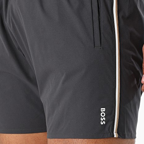 BOSS - Short De Bain A Bandes Iconic 50491594 Gris Anthracite