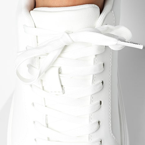 Calvin Klein - Zapatillas Classic Cupsole Laceup Piel 1435 Blanco Brillante Negro