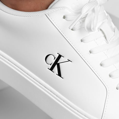 Calvin Klein - Zapatillas Classic Cupsole Laceup Piel 1435 Triple Blanco Brillante