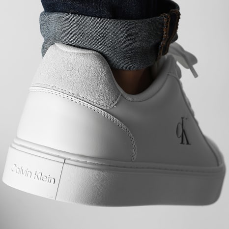Calvin Klein - Zapatillas Classic Cupsole Laceup Piel 1435 Triple Blanco Brillante
