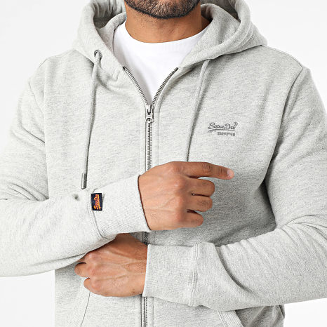 Superdry - Essential Logo Zip Hooded Sweatshirt M2014128A Heather Grey