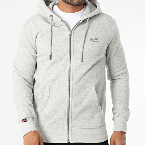 Superdry - Essential Logo Zip Hooded Sweatshirt M2014128A Heather Grey
